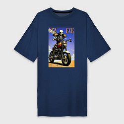 Женская футболка-платье Crazy racer - skeleton - motorcycle