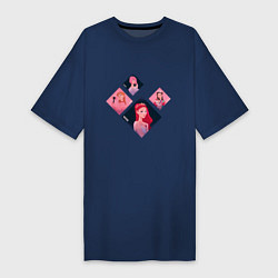 Женская футболка-платье Хаотичные арты участниц Блэк Пинк