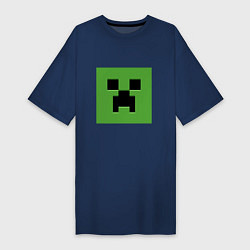 Футболка женская-платье Minecraft creeper face, цвет: тёмно-синий