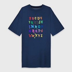 Женская футболка-платье Английский алфавит в радужном цвете