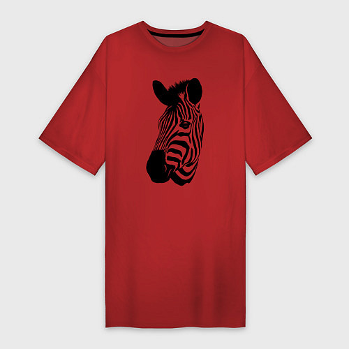 Женская футболка-платье Голова зебры / Красный – фото 1