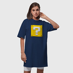 Футболка женская-платье Марио кубик вопросительный, цвет: тёмно-синий — фото 2