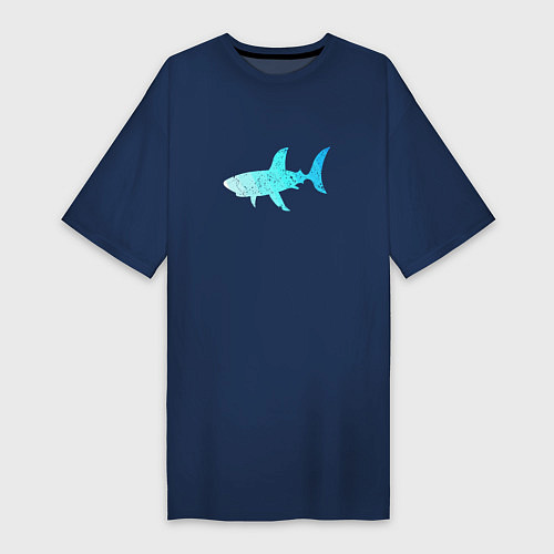 Женская футболка-платье Акула лазурный градиент цвета моря / Тёмно-синий – фото 1