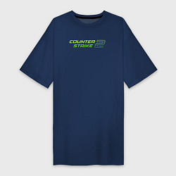 Женская футболка-платье Counter strike 2 green logo