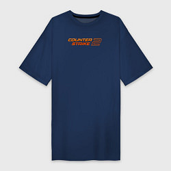 Футболка женская-платье Counter strike 2 orange logo, цвет: тёмно-синий