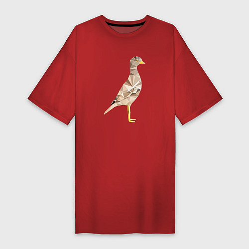 Женская футболка-платье Авдотка птица в стиле Low Poly / Красный – фото 1