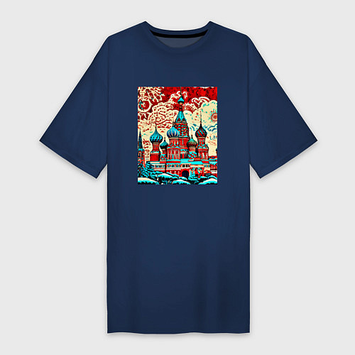Женская футболка-платье Столица Москва / Тёмно-синий – фото 1