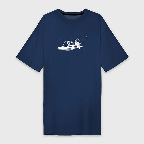 Женская футболка-платье Космическое селфи / Тёмно-синий – фото 1