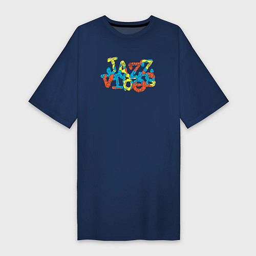 Женская футболка-платье Джазовые вибрации / Тёмно-синий – фото 1