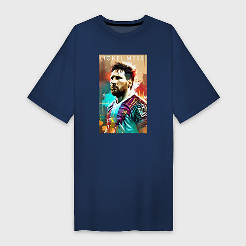 Женская футболка-платье Lionel Messi - football - striker / Тёмно-синий – фото 1