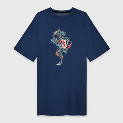 Женская футболка-платье Китайский дракон с иероглифами