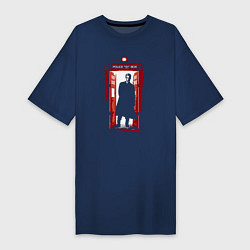 Футболка женская-платье Doctor who tardis, цвет: тёмно-синий