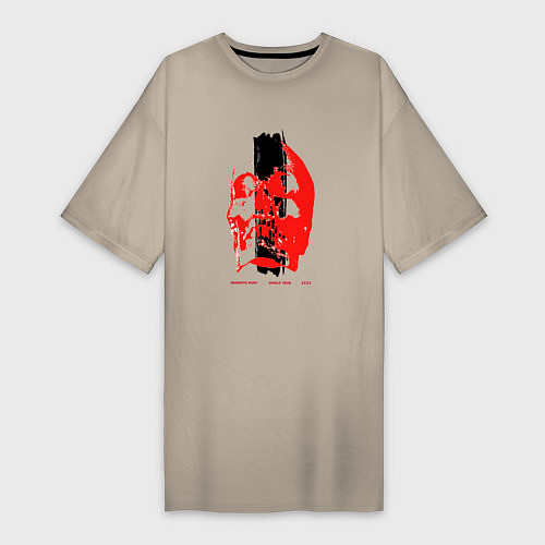 Женская футболка-платье Depeche Mode - Memento Mori tour skull / Миндальный – фото 1