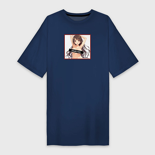 Женская футболка-платье Сисек нет / Тёмно-синий – фото 1