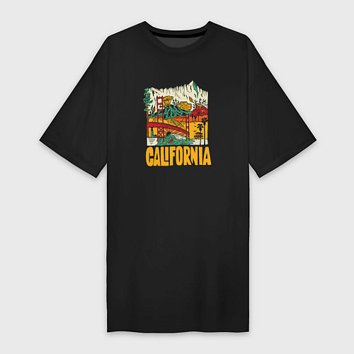 Женская футболка-платье California mountains / Черный – фото 1