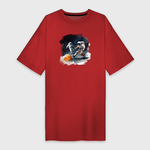 Женская футболка-платье Космические футболисты / Красный – фото 1