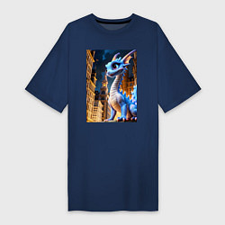 Женская футболка-платье Синяя дракоша
