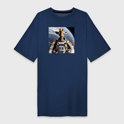 Женская футболка-платье Жираф астронавт
