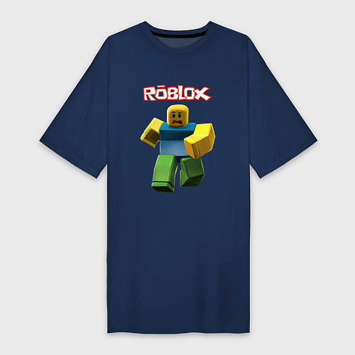 Женская футболка-платье Roblox бегущий персонаж / Тёмно-синий – фото 1