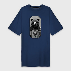 Женская футболка-платье Кибер-медведь - нейросеть
