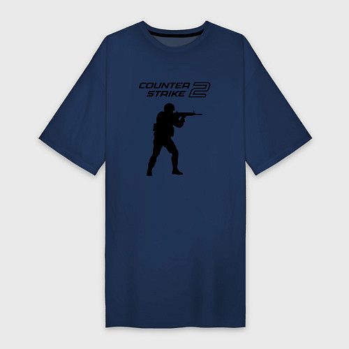 Женская футболка-платье Counter strike 2 classik / Тёмно-синий – фото 1