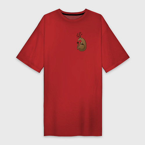 Женская футболка-платье Недовольный олень / Красный – фото 1