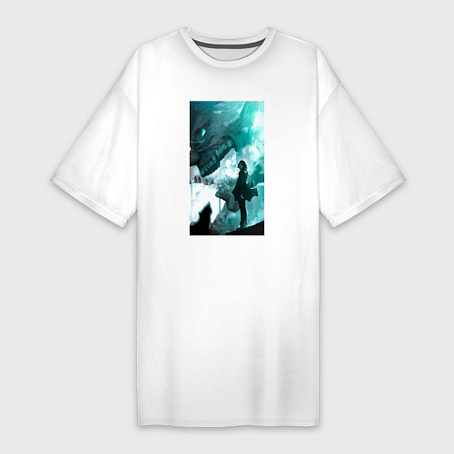 Женская футболка-платье Атака титанов - атакующий титан / Белый – фото 1