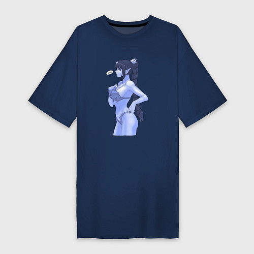 Женская футболка-платье Shadowheart - Baldurs Gate 3 / Тёмно-синий – фото 1