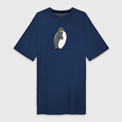 Женская футболка-платье Мультяшный пингвин сбоку