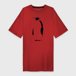 Женская футболка-платье Пингвин стоит трафарет