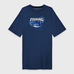 Футболка женская-платье Fishing style, цвет: тёмно-синий