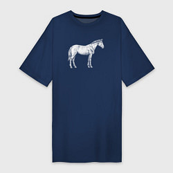 Женская футболка-платье Белая лошадь сбоку