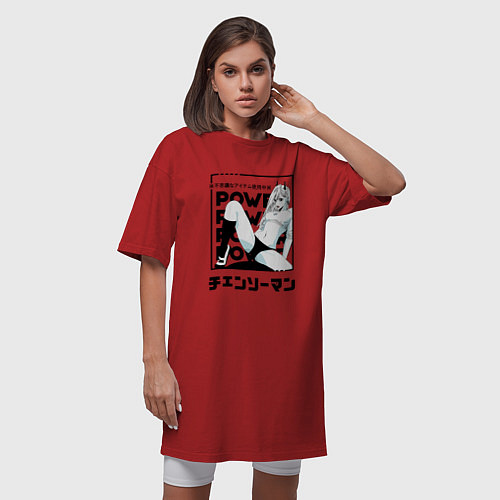 Женская футболка-платье Человек-бензопила Пауэр Chaisaw / Красный – фото 3
