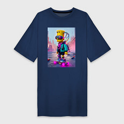 Женская футболка-платье Барт Симпсон на скейтборде - киберпанк