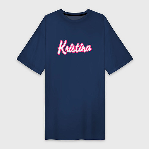 Женская футболка-платье Кристина в стиле барби / Тёмно-синий – фото 1