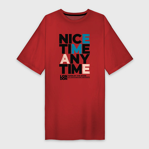 Женская футболка-платье Nice time / Красный – фото 1