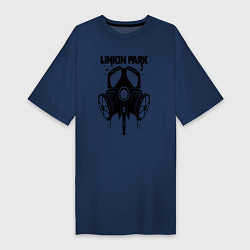 Футболка женская-платье Linkin Park - gas mask, цвет: тёмно-синий