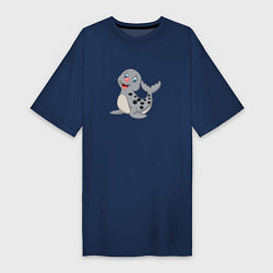 Женская футболка-платье Морской котик улыбака