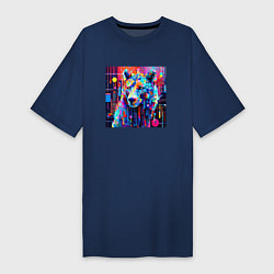 Женская футболка-платье Пиксельный медведь