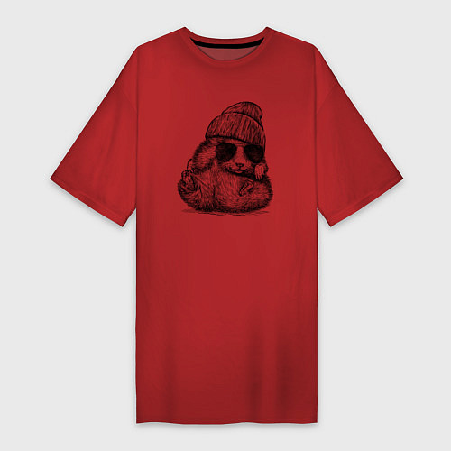 Женская футболка-платье Толстый хомяк хипстер / Красный – фото 1