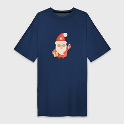 Женская футболка-платье Дед Мороз с подарком на Новый год