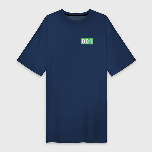 Женская футболка-платье Номер 001 - Игра в кальмара / Тёмно-синий – фото 1