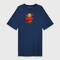 Женская футболка-платье Медведь самурай с катаной