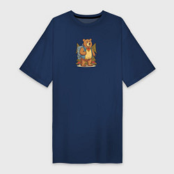Женская футболка-платье Медведь турист