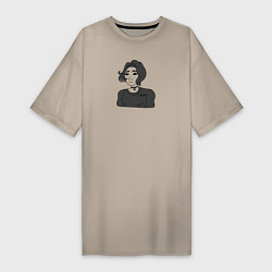 Футболка женская-платье Винишко тян девушка, цвет: миндальный