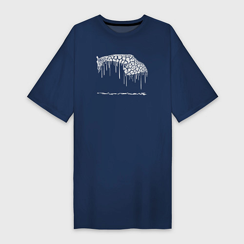 Женская футболка-платье Стекающий жираф / Тёмно-синий – фото 1