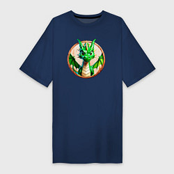 Женская футболка-платье Нейросеть - деревянный зелёный дракон