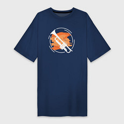 Футболка женская-платье Джазовая труба, цвет: тёмно-синий