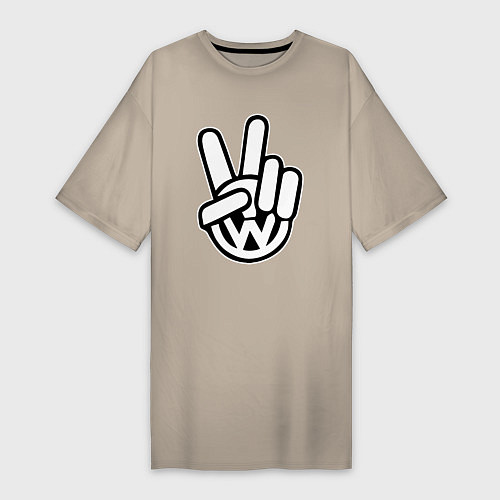 Женская футболка-платье Volkswagen peace / Миндальный – фото 1