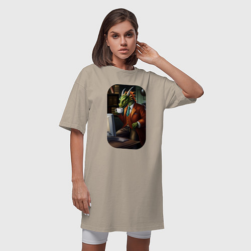 Женская футболка-платье Будни дракона / Миндальный – фото 3